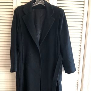 VINTAGE FLEURETTE 100% CASHMERE WRAP COAT BLACK  6